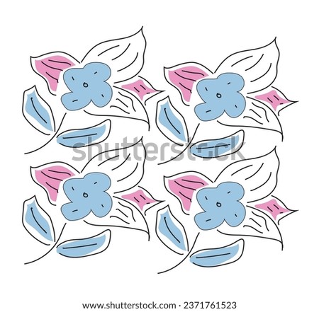 
  vector Decorative floral or Tropical flowers, leaves and twigs
