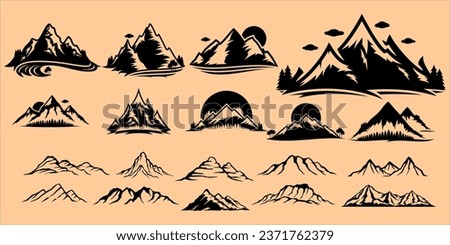 Mountains vector Art silhouette Images Clip Art, Line art and Silhouette