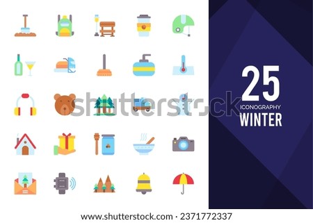 25 Winter Flat icons pack. vector illustration.