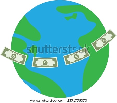 Earth with dollar note Vector image or clip art