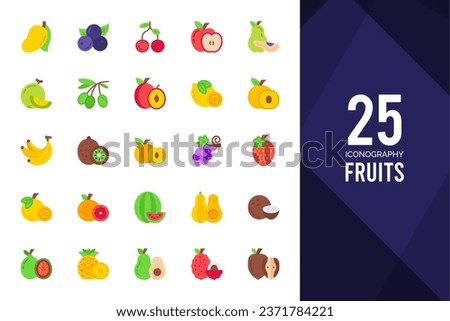 25 Fruits Two Color icons pack. vector illustration.