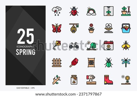 25 Spring Two Color icons pack. vector illustration.