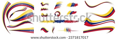 Venezuela flag set elements, vector illustration on a white background