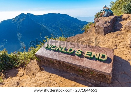 World's end viewpoint at Horton Plains national park at Sri Lanka. Royalty-Free Stock Photo #2371844651