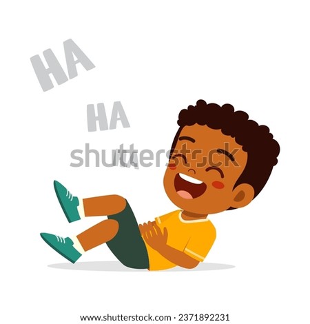 little kid laugh so hard and feel happy Royalty-Free Stock Photo #2371892231