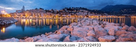Panoramic view of colorful Old town and Old Port Of Menton, French Riviera, France