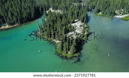 Aerial shot of devils lake