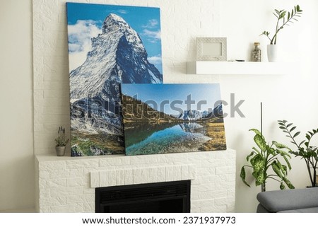 Modern lliving room interior with Cliffs of Moher canvas on the wall