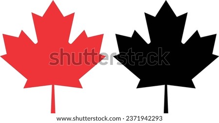 Maple leaf icon set. Canada flag flat vector symbol maple leaf clip art. Black and red maple leaf collection isolated on transparent background. Autumn leaf canadian logotype sign.