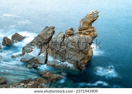 Coast Rock from Urros de Liencres in Cantabria, Spain. Long exposure picture