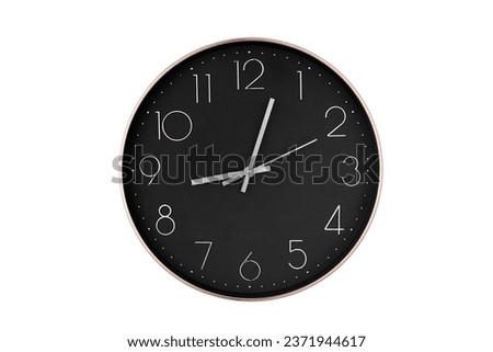wall clock ,Rose gold clock on white  background.rose gold round shape clock mounted on white breground,Icon of white clock with shadow,black icon rose gold later on white breground