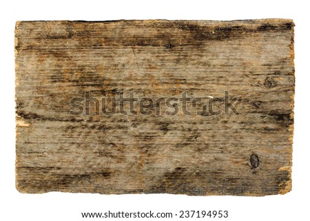 old sign board wooden  isolated on white background