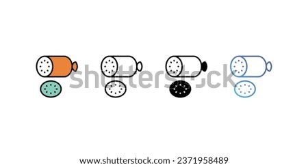 Hot Dog icons, color, line, glyph, gradient, Blue icon, Food icon in five variations stock illustration.