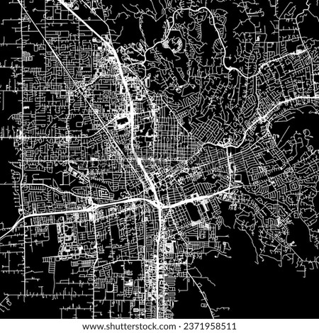 1:1 square aspect ratio vector road map of the city of Santa Rosa California in the United States of America with white roads on a black background. Royalty-Free Stock Photo #2371958511