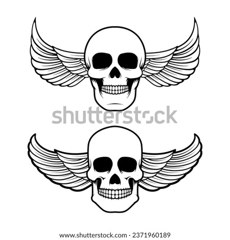 skulls with wings. Design element for poster, t-shirt print. Vector illustration.