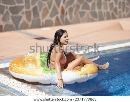 Poolside Serenity: Happy Girl on a Float