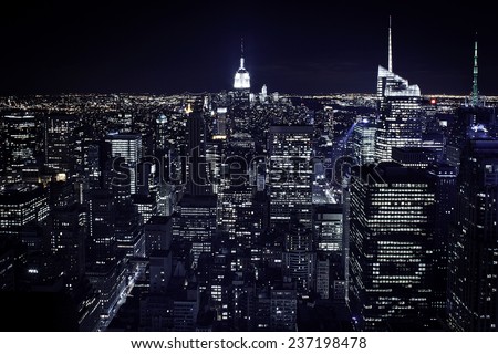 New York night city view