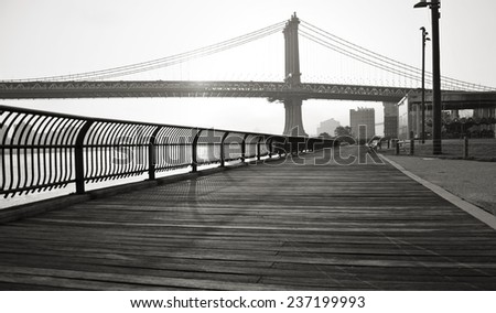 Manhattan Bridge from Brooklyn Bridge Park.