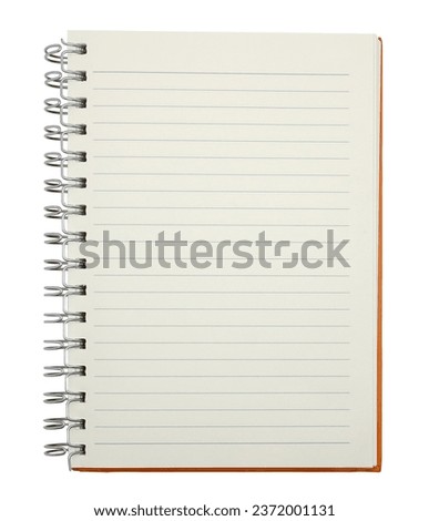 Blank notebook paper with ring spine isolated on white background Royalty-Free Stock Photo #2372001131