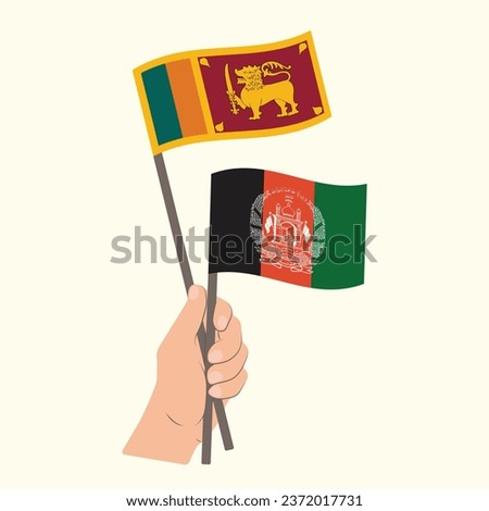 Flags of Sri Lanka and Afghanistan, Hand Holding flags