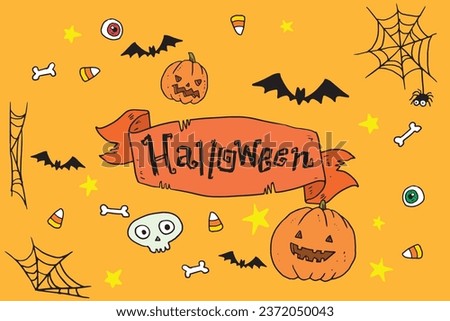 vector halloween background with hand drawn elements