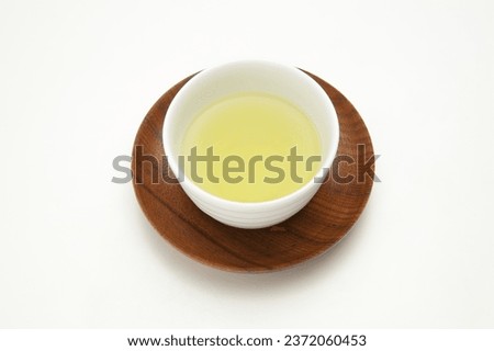 Japanese green tea and white background