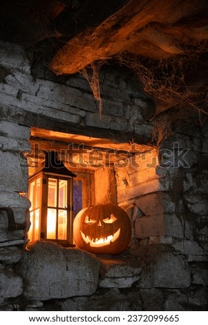 scary funny jack'o'lantern in the dark