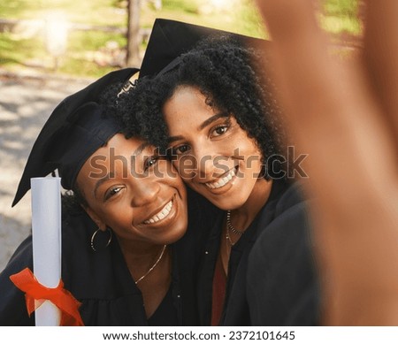 Graduate scroll, portrait or happy friends selfie for learning success, education development or graduation photo. College certificate diploma, face or university student smile for school achievement