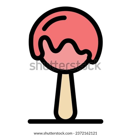 Chocolate cake pop icon outline vector. Candy art. Heart star color flat