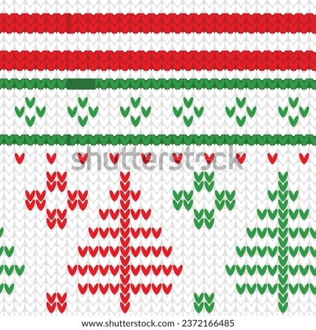 Christmas and New Year seamless pattern. Red and white nordic snowflakes for winter hat, pattern, winter