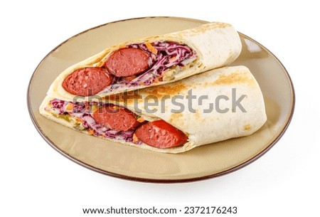 doner with hunting sausages for a food delivery site on a white background, studio shooting