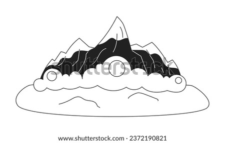 Avalanche occurrence monochrome flat vector object. Natural disaster. Snowfall from mountain. Editable black and white thin line icon. Simple cartoon clip art spot illustration for web graphic design