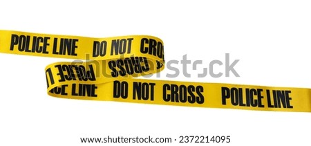 Yellow tape line with text DO NOT CROSS POLICE LINE isolated on white background. This has clipping path.
