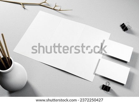 blank brochure flyer and business cards mockup with textured background