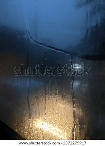 Dew on the bus window