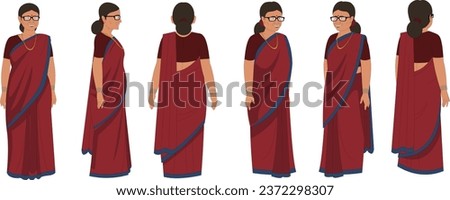 Vector illustration of a Indian old lady teacher. Royalty-Free Stock Photo #2372298307