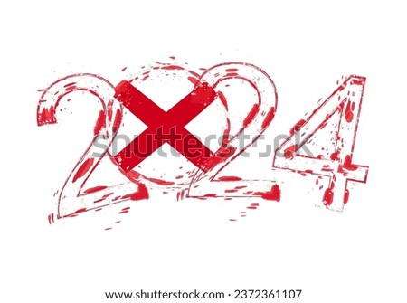 2024 Year in grunge style with flag of Alabama. Holiday grunge vector illustration.