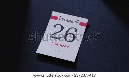 December 26th Calendar date. scraps of calendar paper on the floor Royalty-Free Stock Photo #2372377419