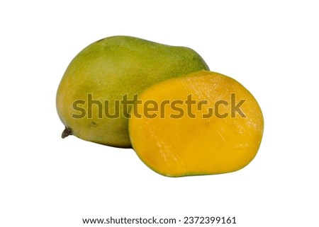 Fresh ripe mango (Mangifera
indica) on isolated white background 