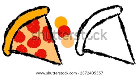 Pizza to be colored. Coloring book crayon for children.