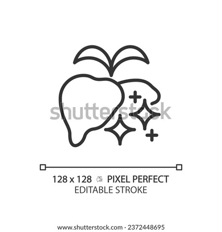 2D pixel perfect editable black healthy liver icon, isolated monochromatic vector, thin line illustration representing metabolic health.