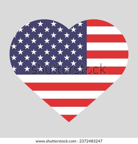 The flag of the United States. Standard color. The heart icon. A heart-shaped flag. Vector illustration. Computer illustration. Digital illustration.