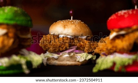 Delicious chicken burger with cheese