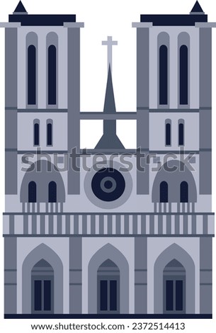 Simple colorful flat drawing of the French historical landmark monument of the NOTRE DAME DE PARIS, PARIS