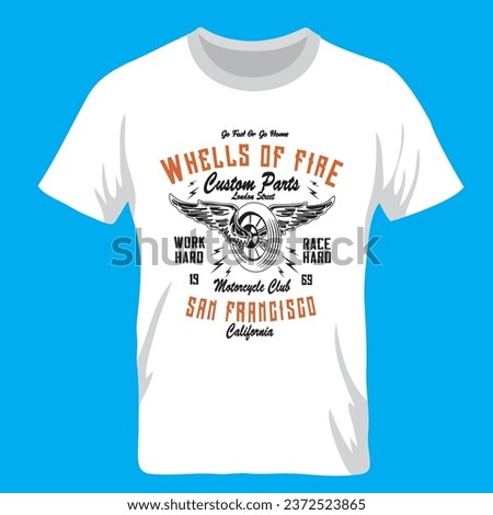 wheels of fire motorcycle club typographical motorcyle with wheel design