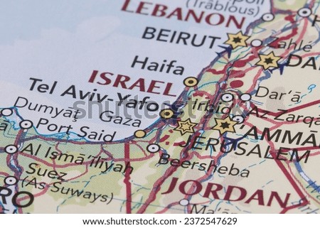 Map of Israel with the Gaza region in focus, October 10, 2023 Royalty-Free Stock Photo #2372547629