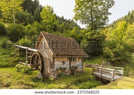 Historic water mill in the Southern Black Forest, Hornberg, Ortenau, Black Forest, Baden-Wuerttemberg, Germany Royalty-Free Stock Photo #2372568225