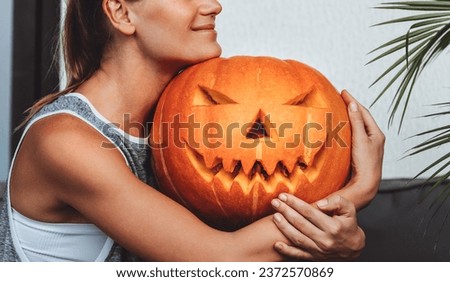 Woman preparing for Halloween holiday