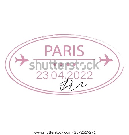 Paris passport stamp on white background