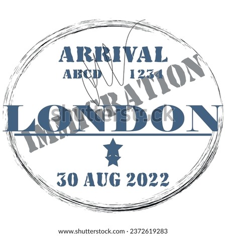 London passport stamp on white background